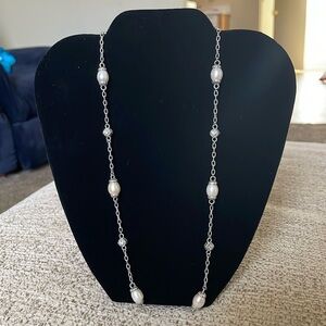 Judith Ripka Sterling Silver & Cultured Pearl Station 22" Necklace